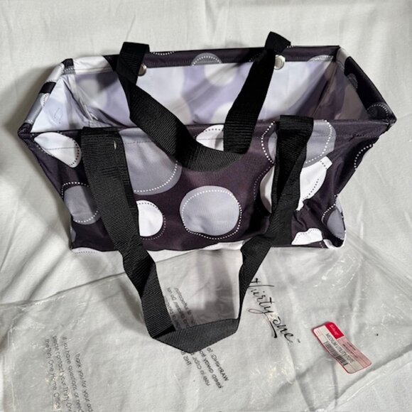 Thirty One Medium Utility Tote O68G Black Happy Dot - NWT - Picture 2 of 5